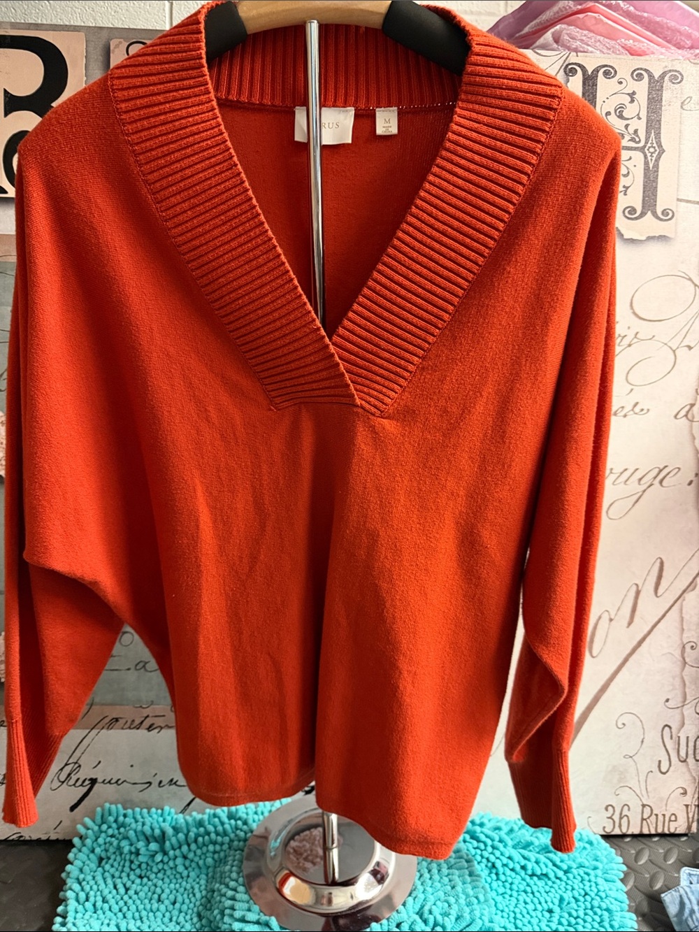 Cyrus Women's V-Neck Sweater in Vibrant Orange